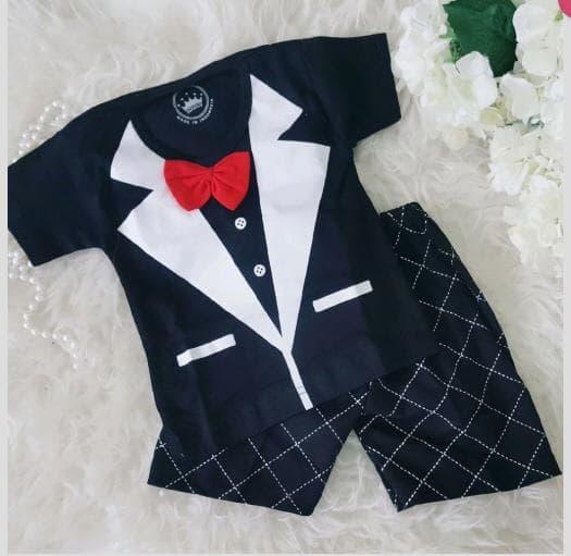 BEST SELLER Baju Bayi Laki Laki Setelan Kondangan Pesta Bayi Tuxedo Tie - HITAM - VQwKllcy