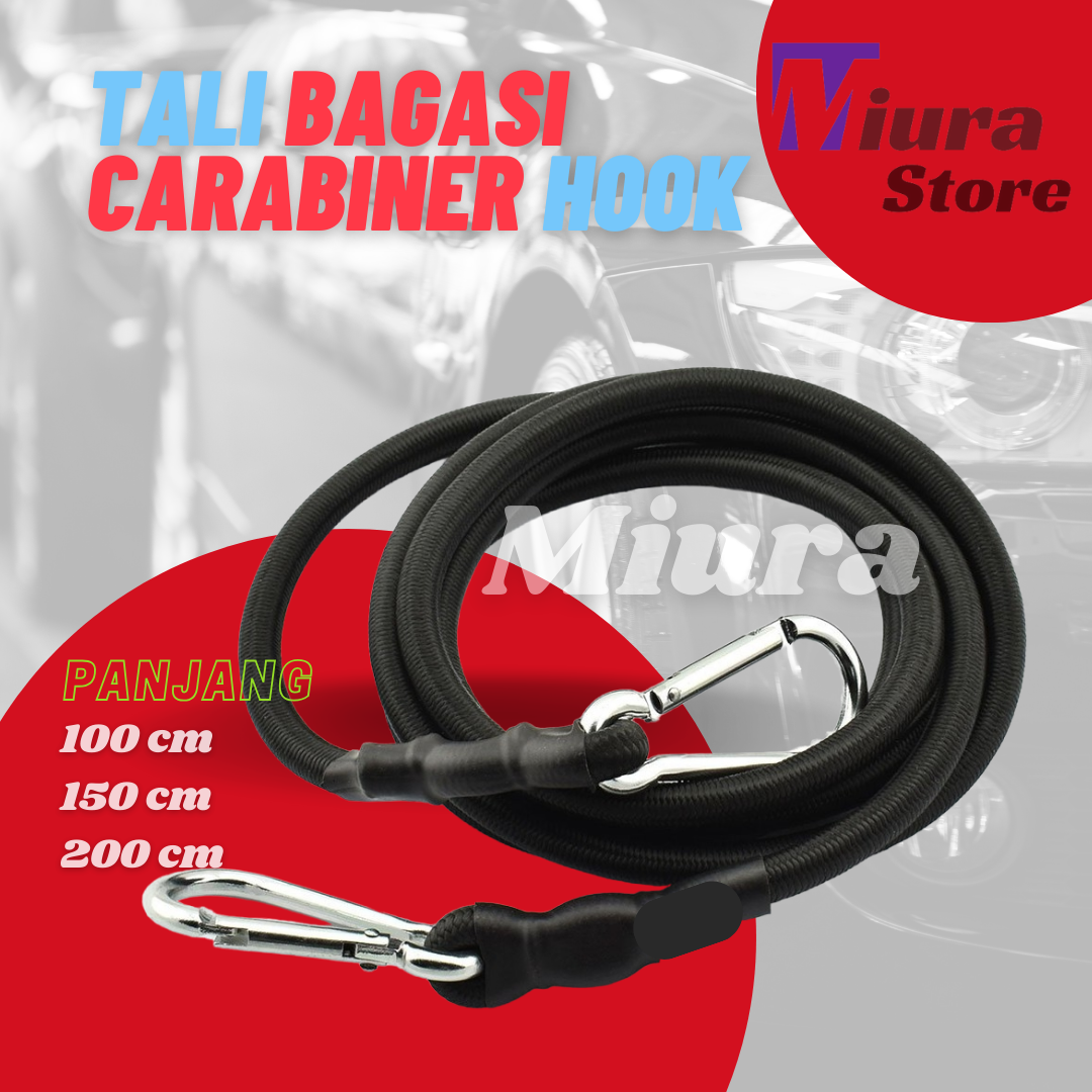 Tali Bagasi Motor Carabiner Hook Panjang 2 Meter Tali Ikat Barang