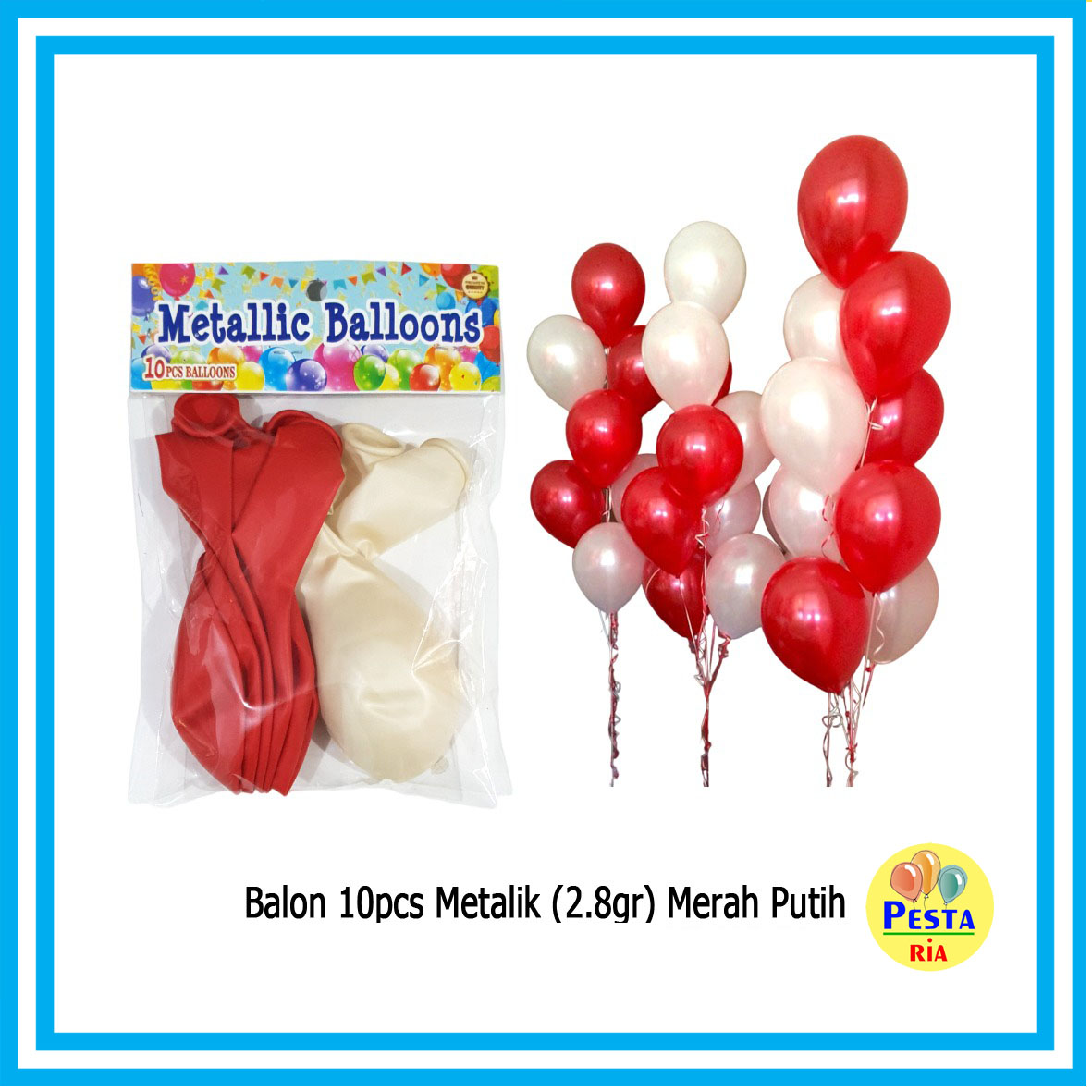 Murah Pcs Balon Metalik Merah Putih Balon Latex Balon Agustusan