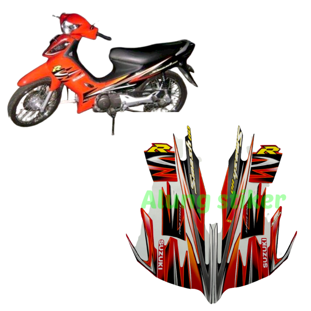 STIKER STRIPING LIS LES BODY MOTOR SUZUKI SMASH 110R TAHUN 2007 WARNA