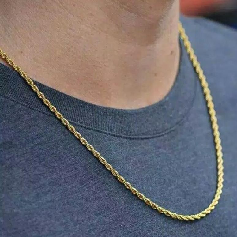 Kalung Tambang Titanium Gold Kalung Tambang Stainless Kalung Anti