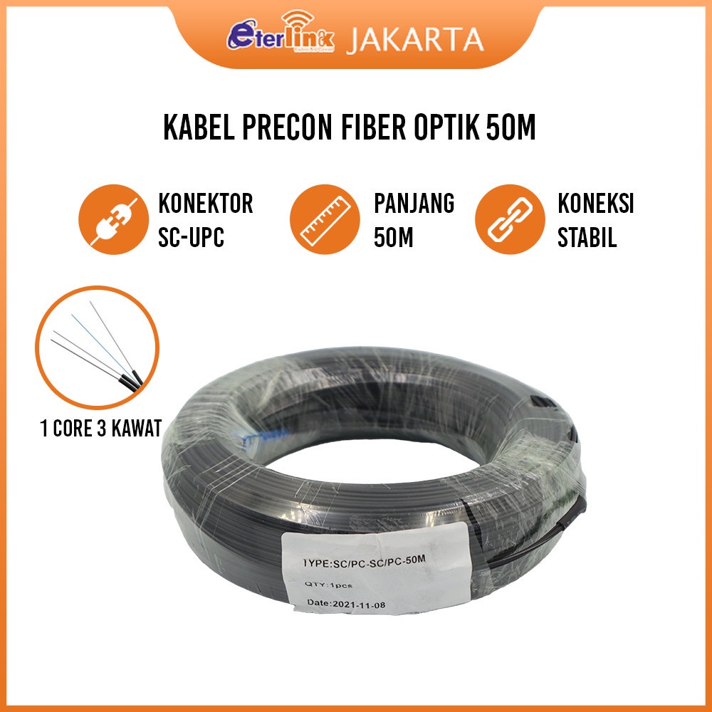 COD Kabel FO Fiber Optik SC UPC Precon 100M ATAU 50M Dropcore 1 Core