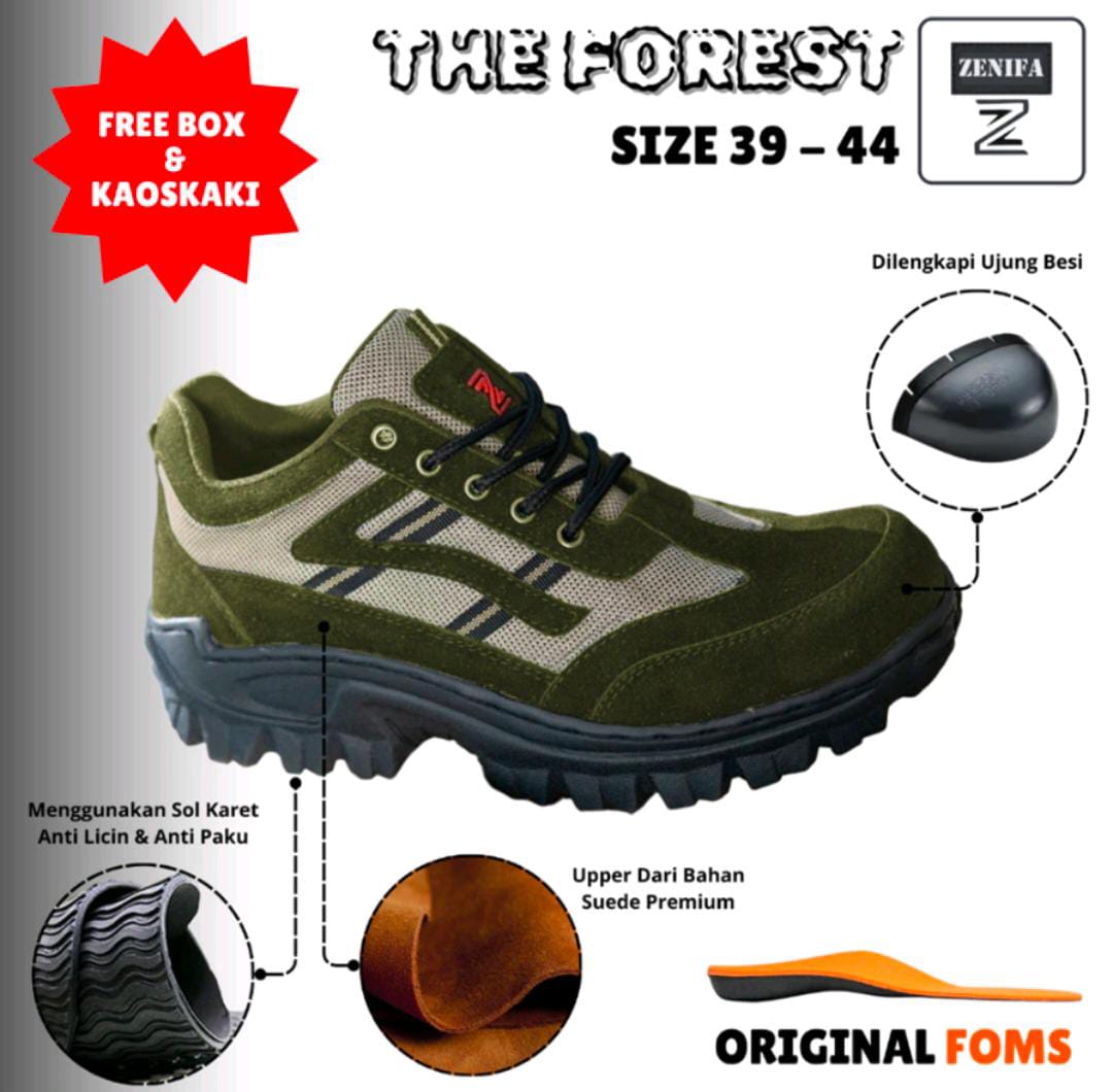 Sepatu Tracking Pria Zenifa Boots Safety The Forest Series Hijau Army