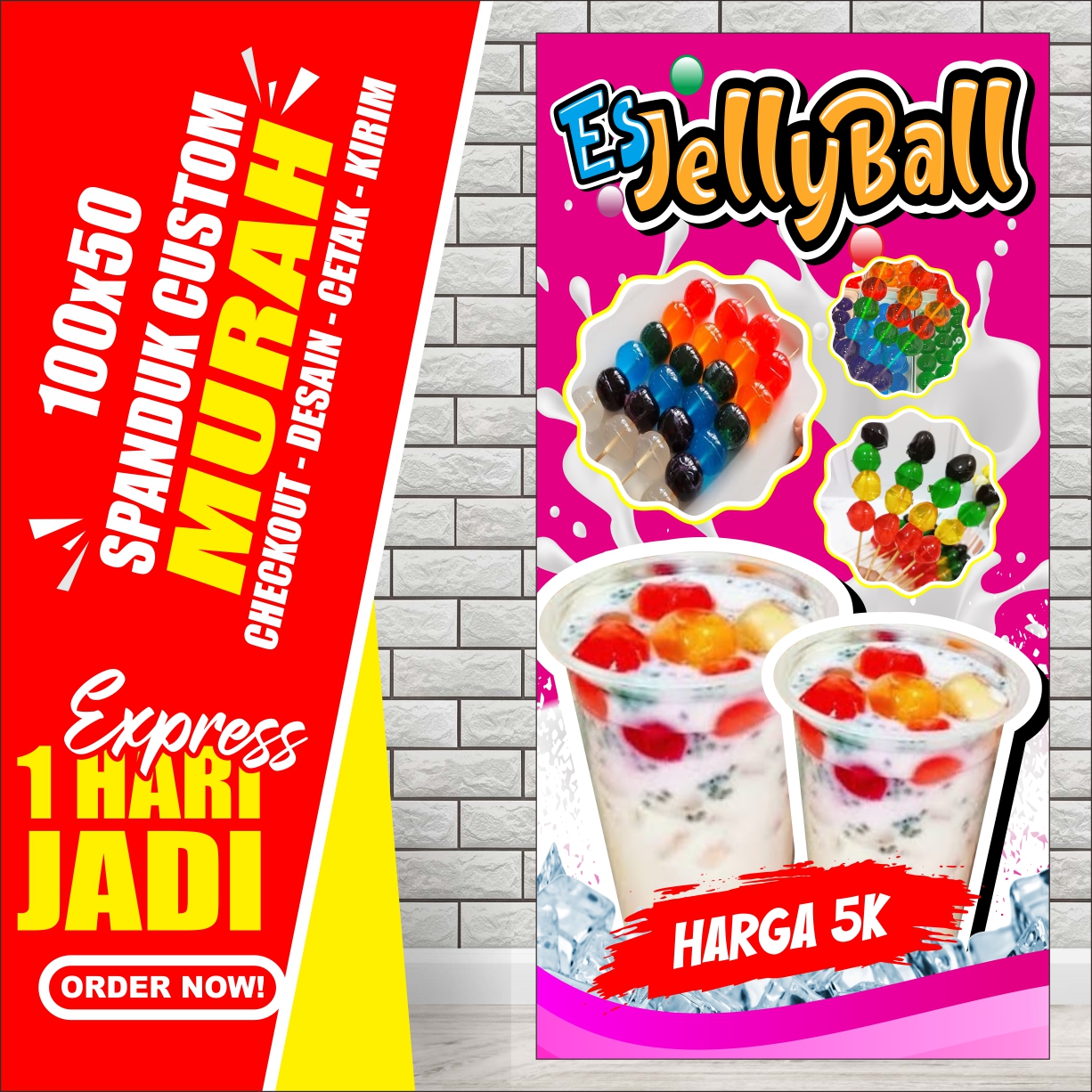 Banner Jelly Ball Spanduk Es Jelly Ball Ukuran X Cm Cod