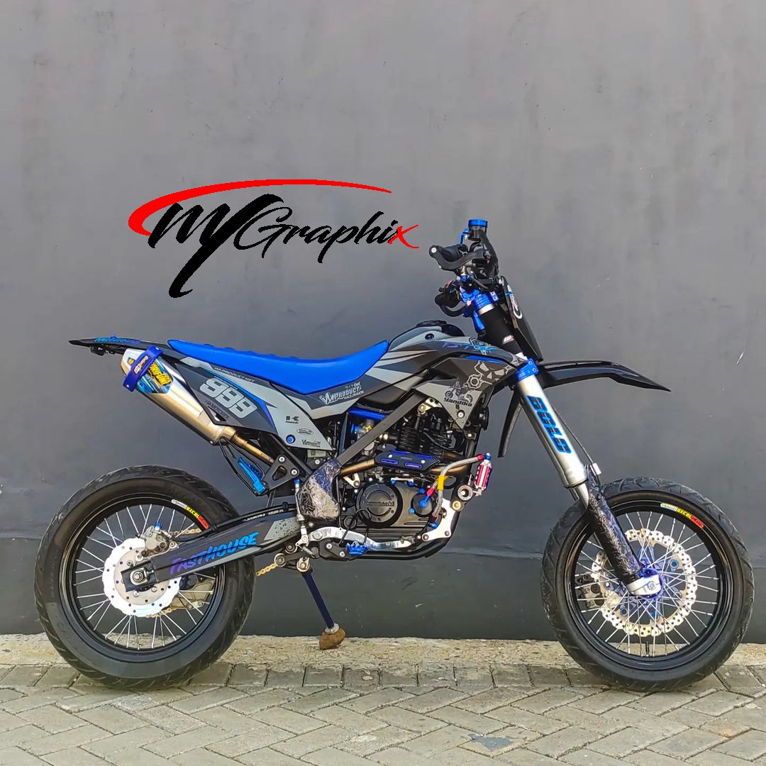 MT PRODUCT DECAL STIKER MOTOR KLX DTRAKER DTRACKER BIRU HITAM SIMPLE