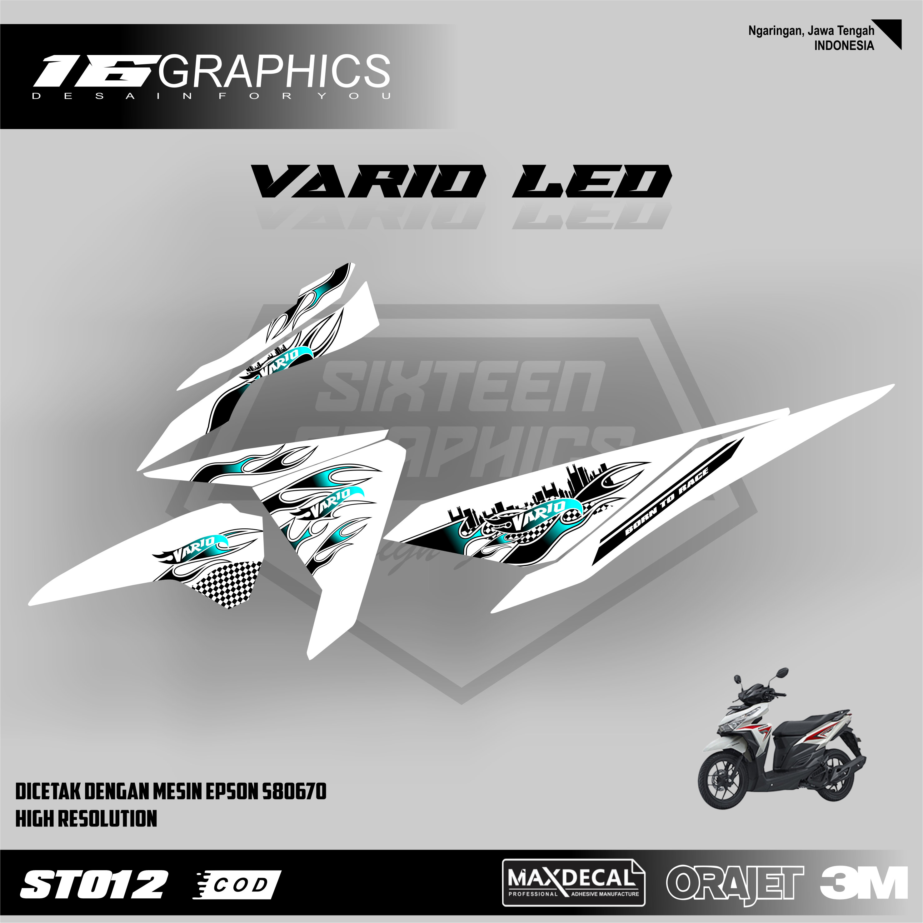 Stiker Motor Vario Led 125 Old Striping Stiker Vario Led Motif Api