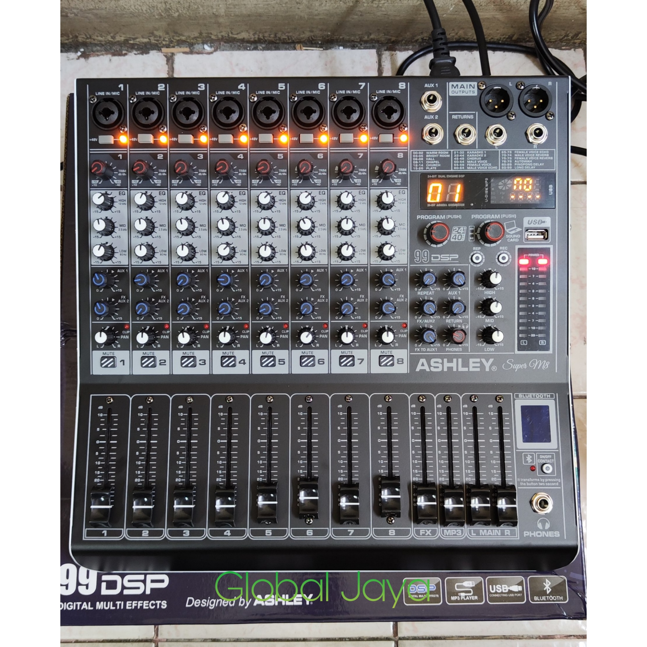 Mixer Audio Ashley Super M8 8 Channel Usb Interface Bluetooth Original