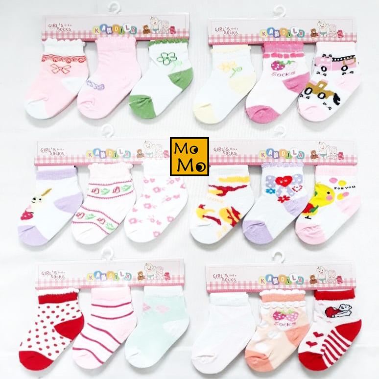 MOMO TOYS Kaos Kaki Baby Mix Isi 3 Pcs Kaus Kaki Perempuan 0-6Bulan+ - Kaos Kaki Bayi Perempuan RANDOM