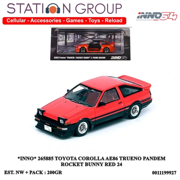 INNO 265885 TOYOTA COROLLA AE86 TRUENO PANDEM ROCKET BUNNY RED 24