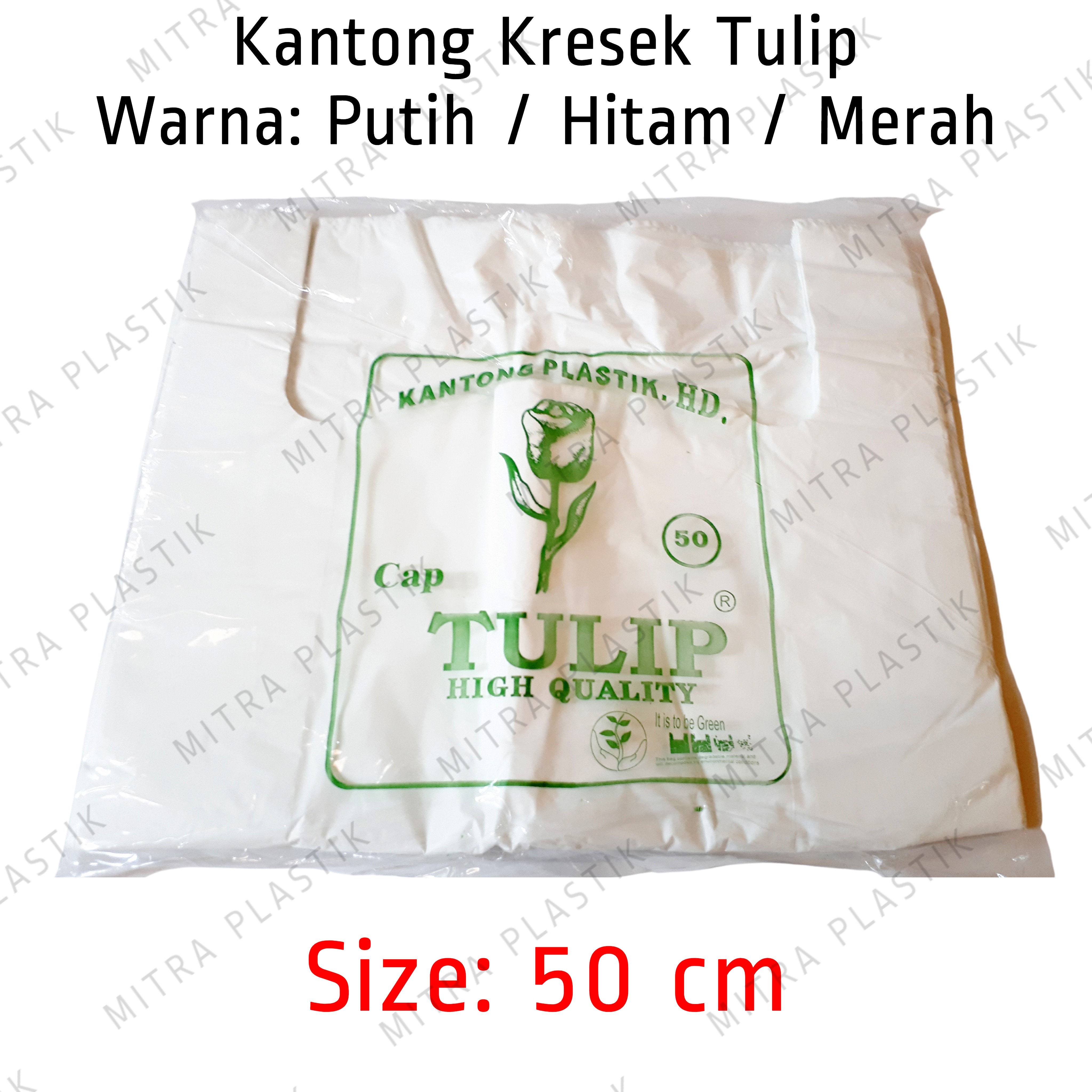 Kantong Plastik Tulip Lebar 50 Cm Hitam Putih Merah Besar Kresek