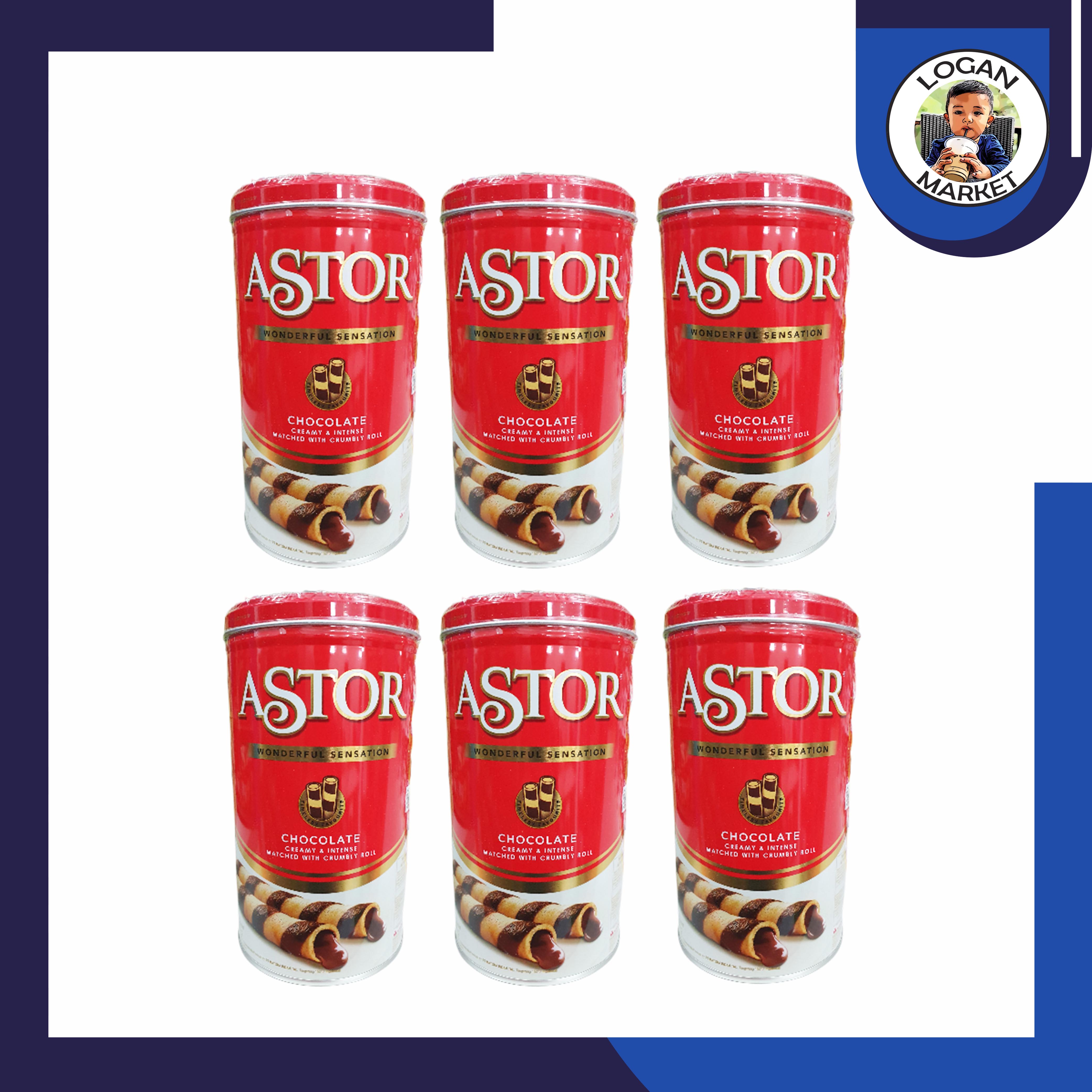 Dus Karton Astor Kaleng Wafer Stick Roll Double Chocolate Coklat 330