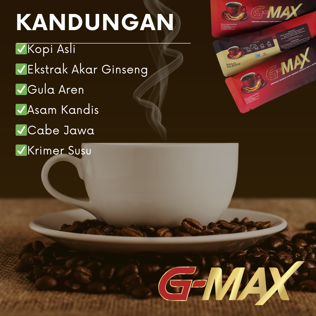 Kopi Jantan Pria G MAX Coffee 10 Sachet Untuk Tahan Lama Penambah