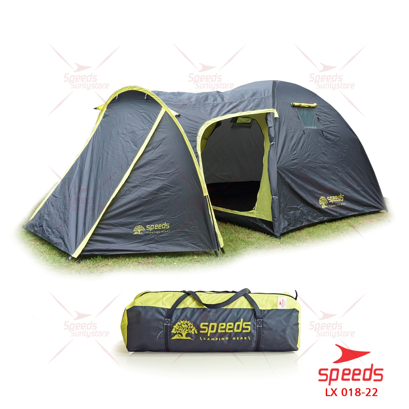 SPEEDS Tenda Dome Tenda Camping 2 Layer Tenda Besar Kapasitas 6 Orang