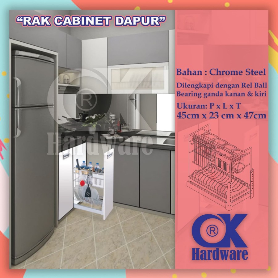 PROMO Rak Piring Rak Botol Drawer Basket OK 025H For Kitchen Cabinet