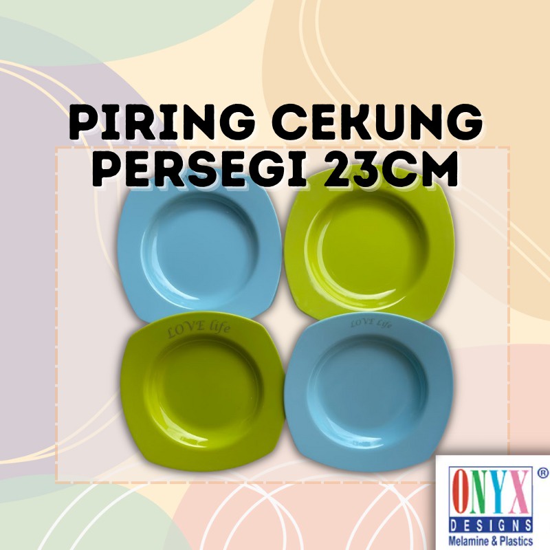 Piring Makan Cekung Persegi Piring Sup Melamin Square Soup Plate