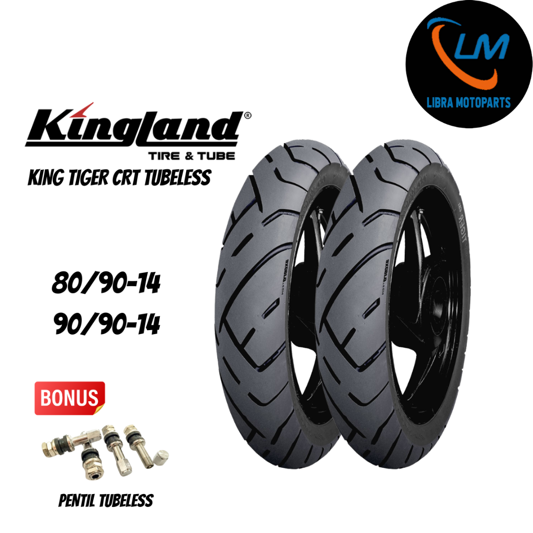 SEPASANG KINGLAND KING TIGER CRT FREE PENTIL Ban Motor Matic Ring 14