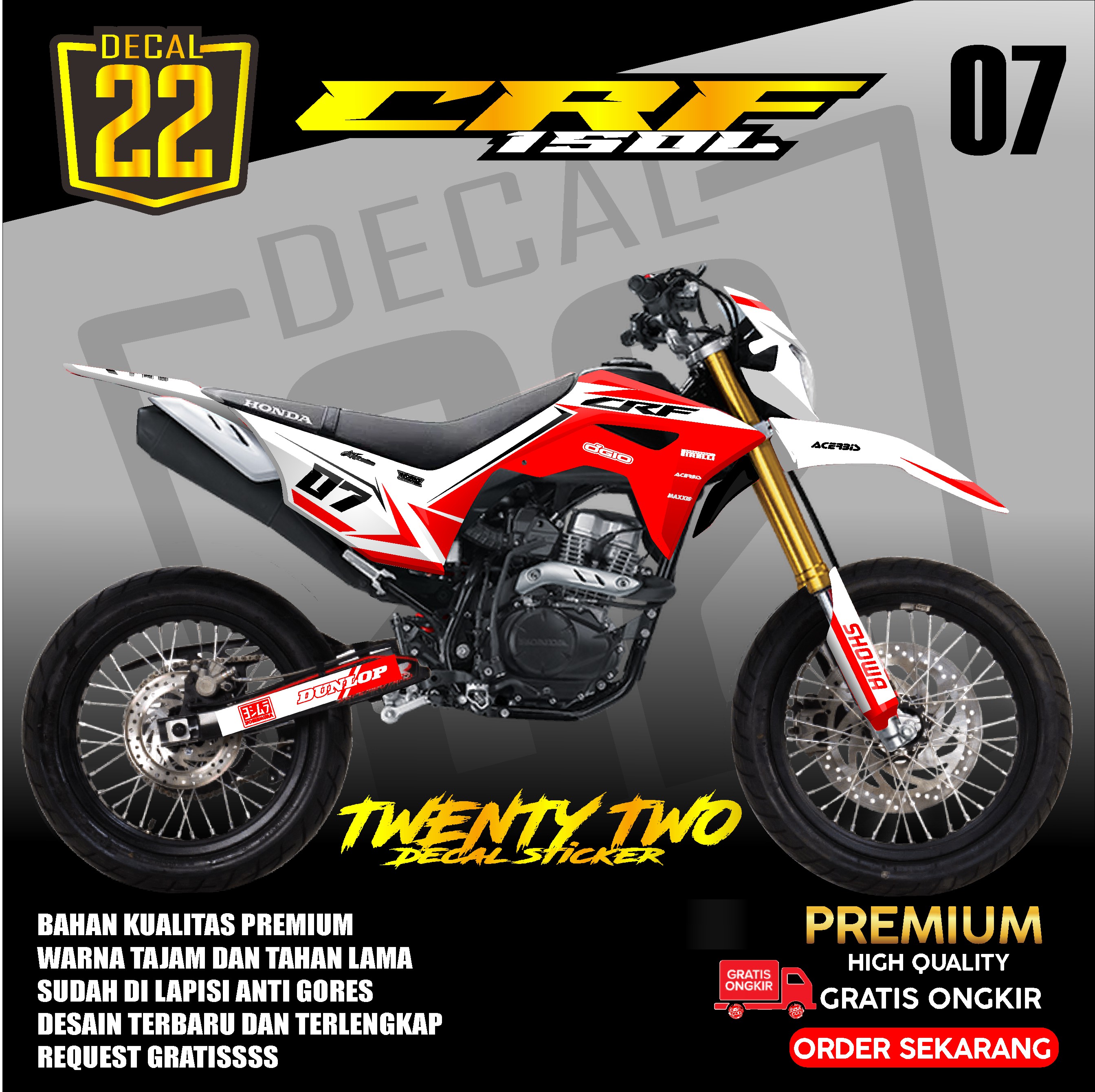 Decal Crf L Full Body Stiker Sticker Dekal Crf L Desain Kode