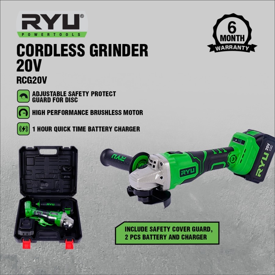 Ryu Rcg V Cordless Angle Grinder Inch Volt Mesin Gerinda