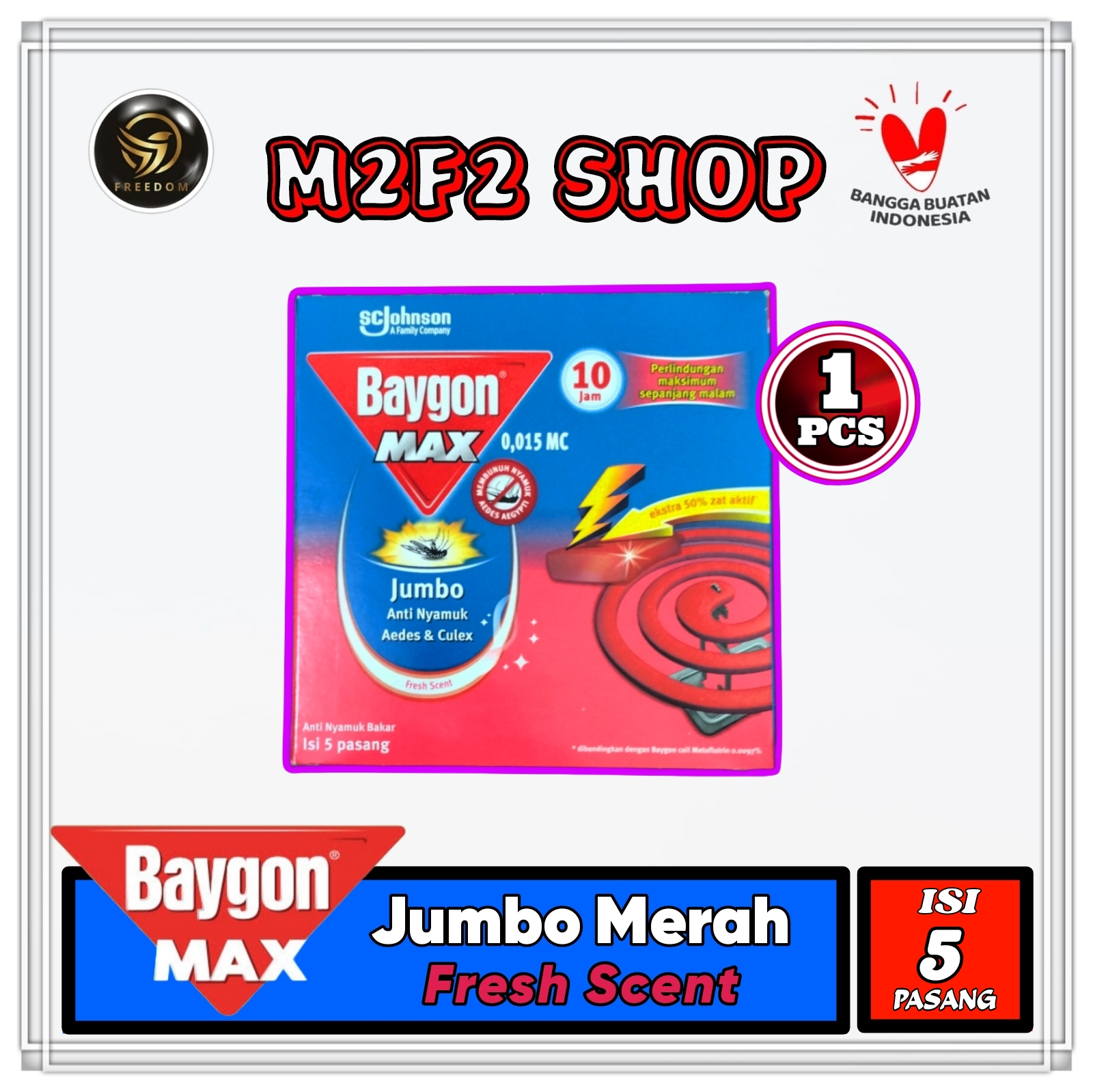 Obat Nyamuk Bakar Baygon MAX Jumbo Fresh Scent 150 Gr Kemasan Pack