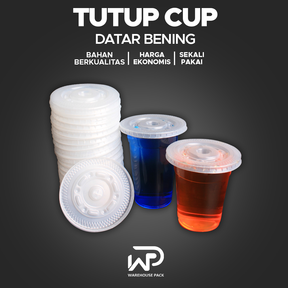 50 Pcs Tutup Datar Bening Gelas Cup Tutup Cup Gelas Plastik