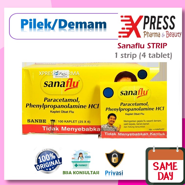 XPRESS Sanaflu STRIP Isi 4 Tablet Obat Pilek Alergi Flu Demam Pusing