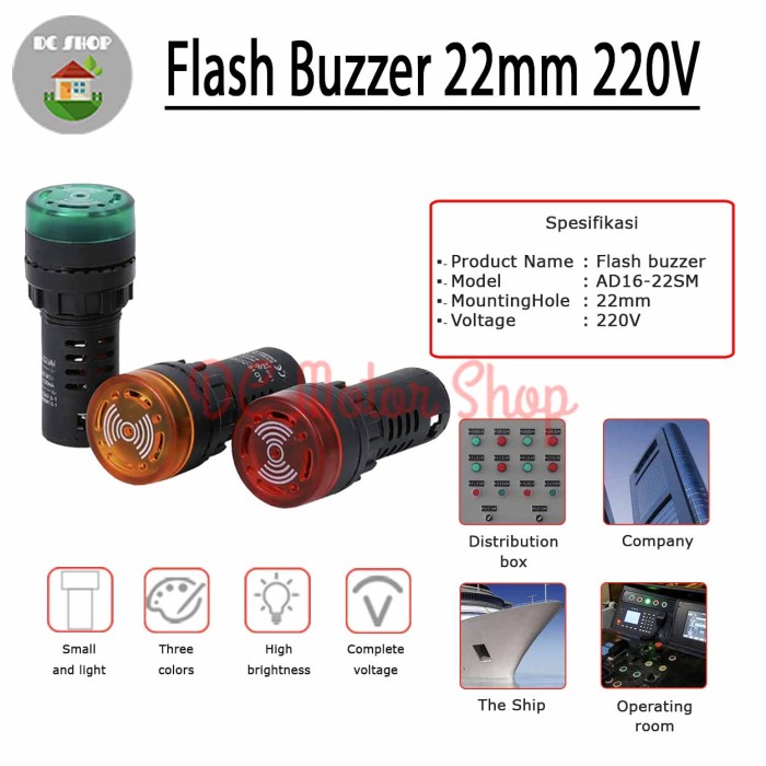 Pilot Lamp Buzzer Led Mm Buzzer Vac Red Merah Ad Sm Lazada