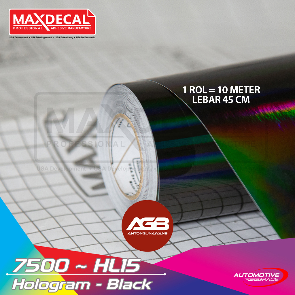 Roll Sticker Hologram Maxdecal Hitam Hl Lentur Premium Lebar