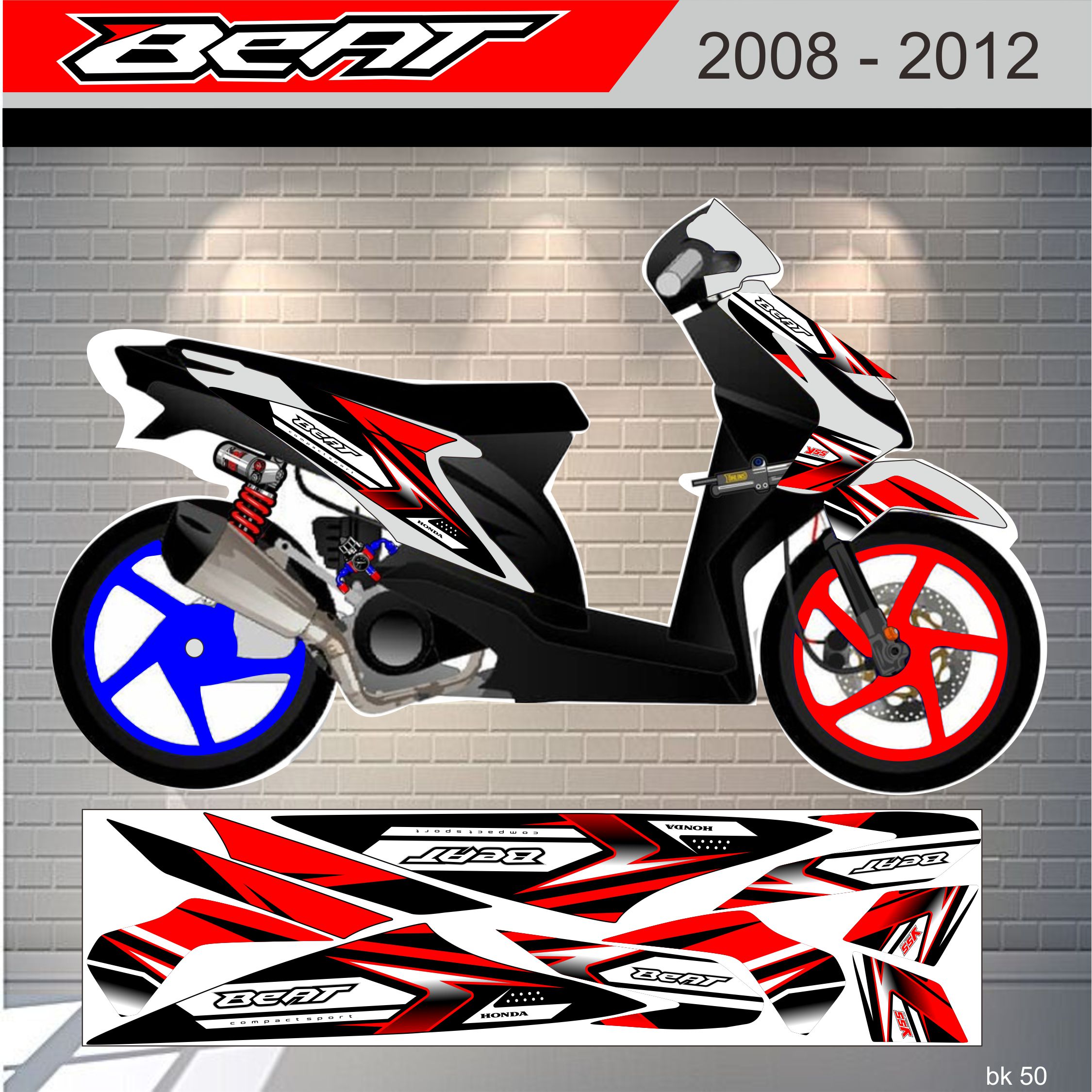 STRIPING STIKER HONDA BEAT KARBU VARIASI RACING BIKIN KEREN MOTOR ANDA