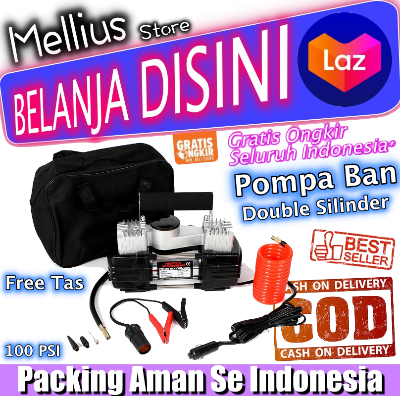 Pompa Angin Ban Bus Truk Mobil Motor Compressor Double Cylinder 12V