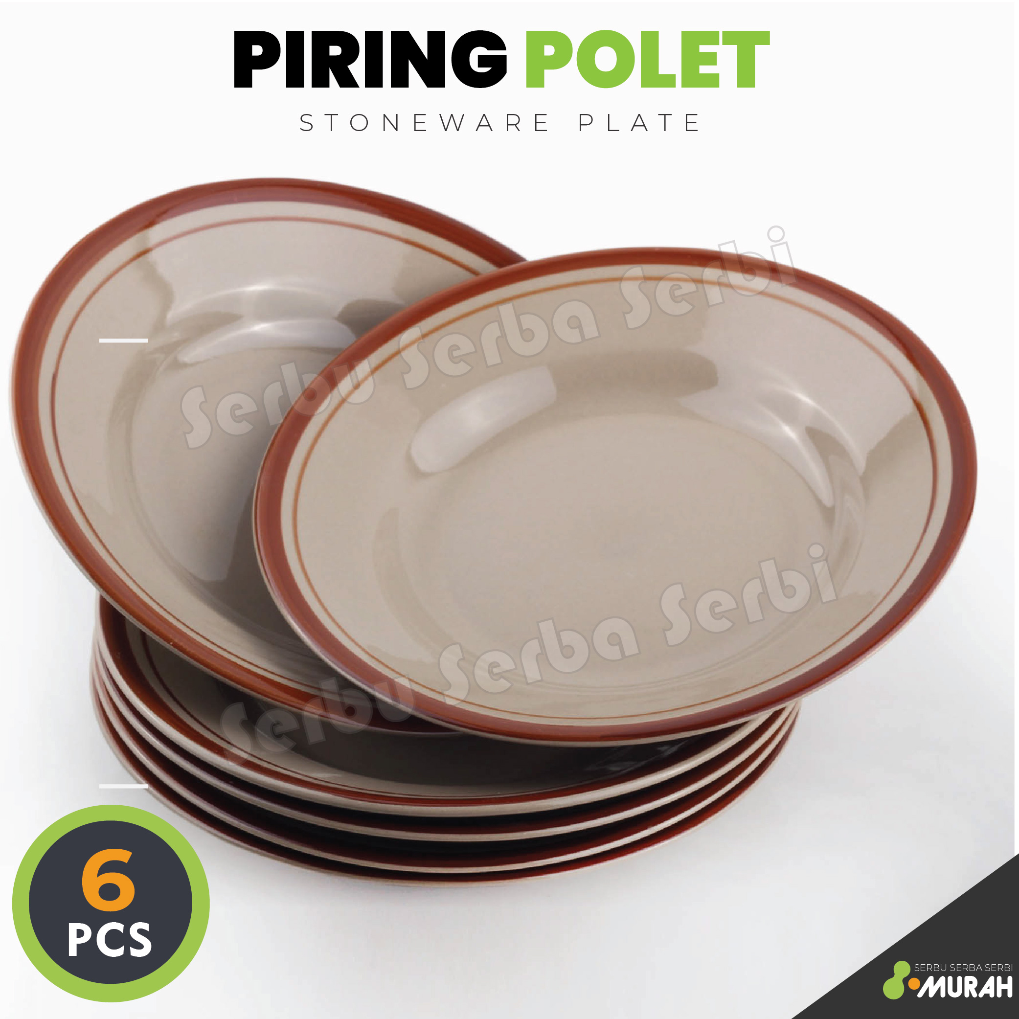 BISA COD SET 6 PCS PIRING KERAMIK LUCKY POLET UKURAN 9 STONEWARE