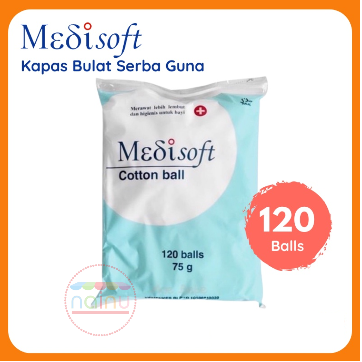 Kapas Bola Bayi Bulat Steril Higienis Medisoft 120 Ball Balls 75g 75gr