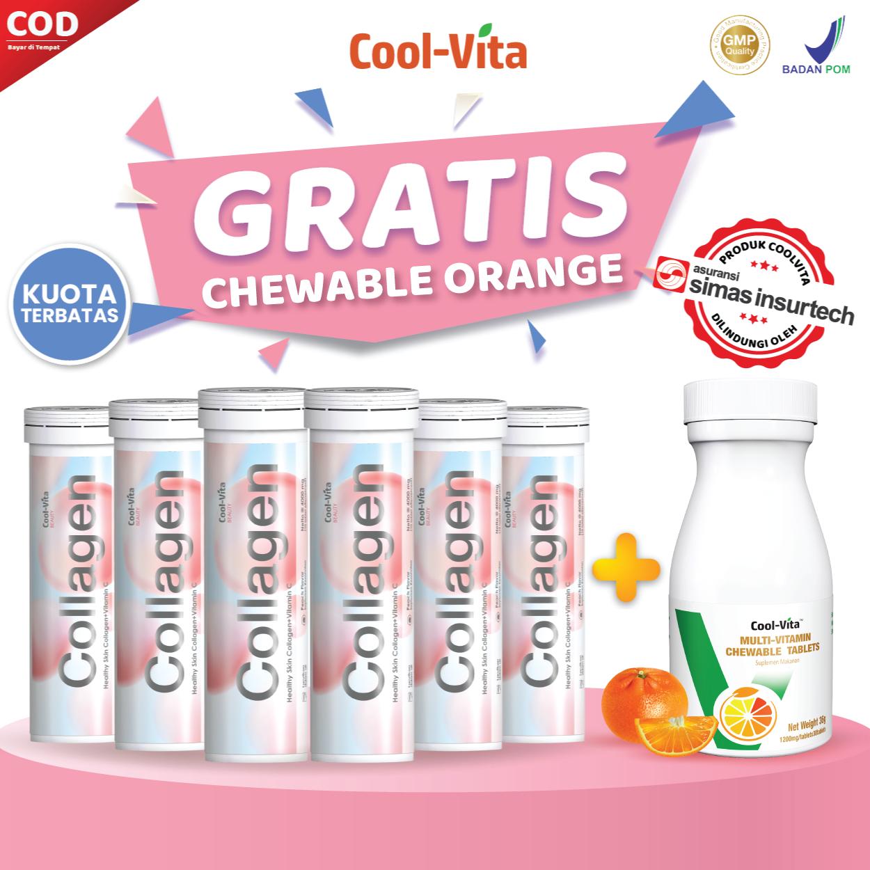 Coolvita Paket Cerah Bersinar 6 Tube Collagen 1 Botol Multivitamin