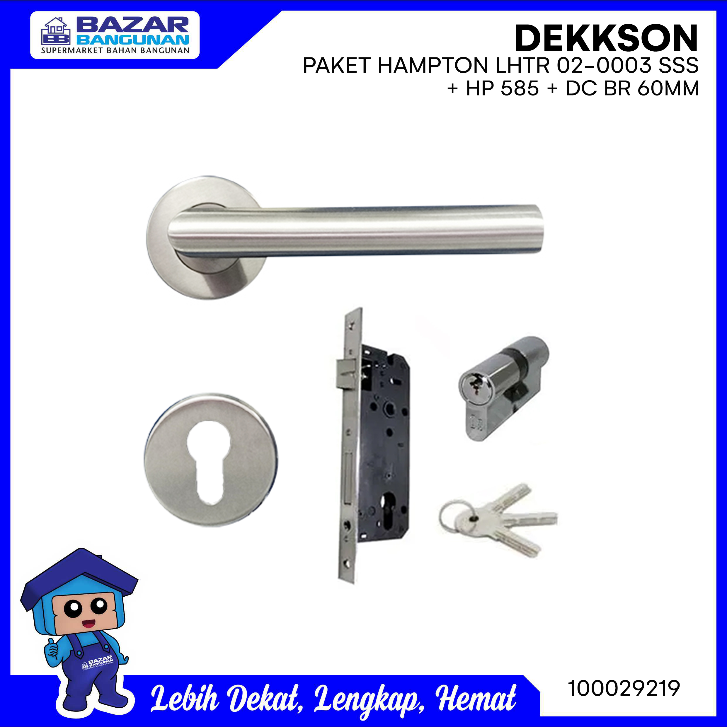 Paket Gagang Pintu Handle Set Dekkson Hampton Lhtr Sss