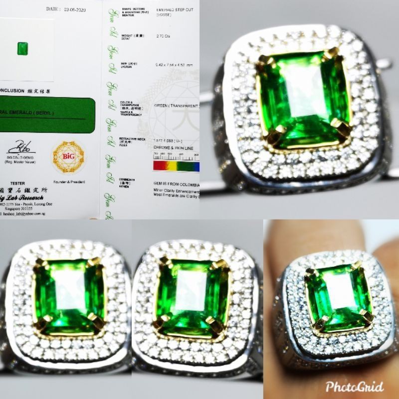 BATU PERMATA ZAMRUD COLOMBIA RING PERAK SERTIFIKAT BIG Lazada Indonesia