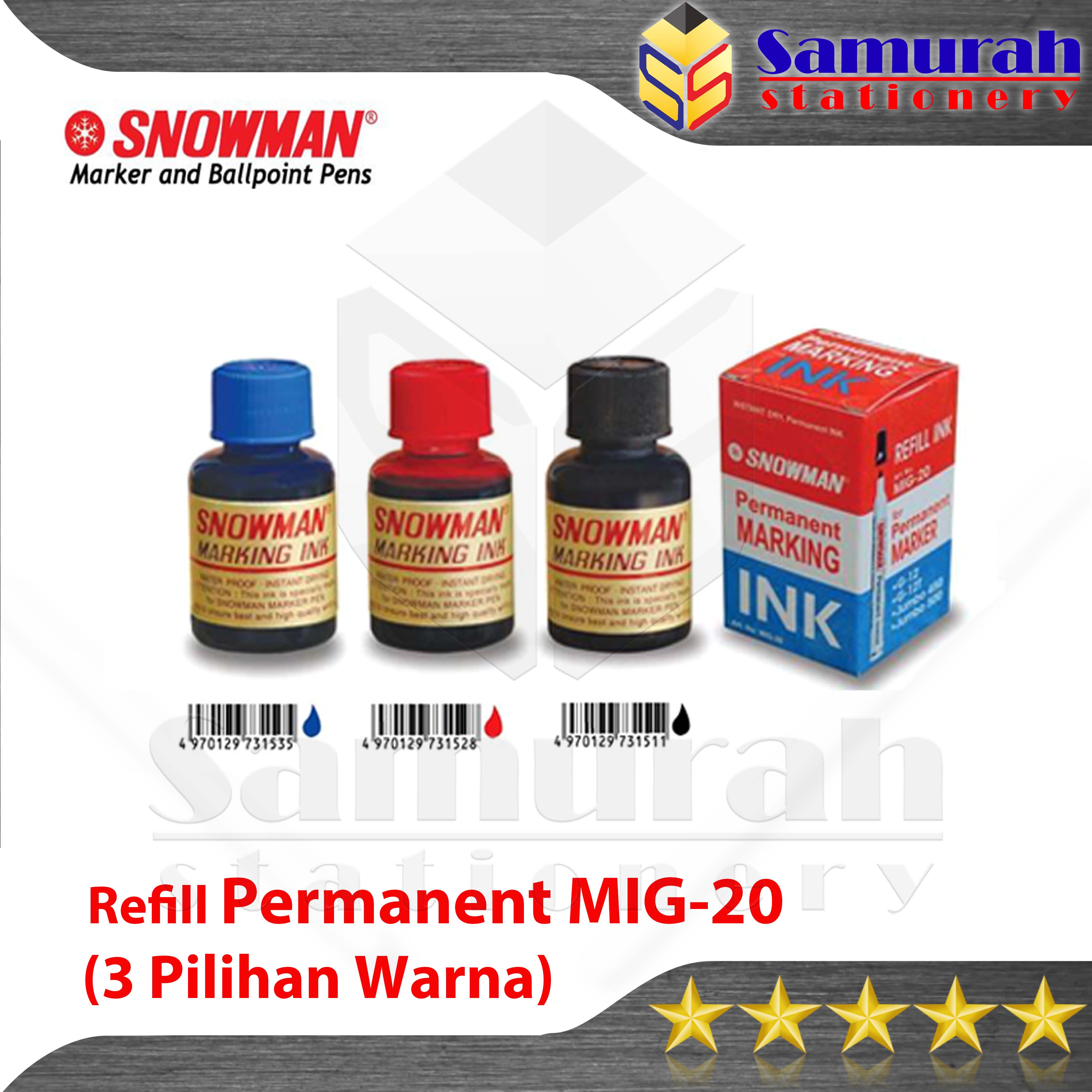 Tinta Spidol Permanent Snowman MIG 20 Refill Marking Ink MIG 20