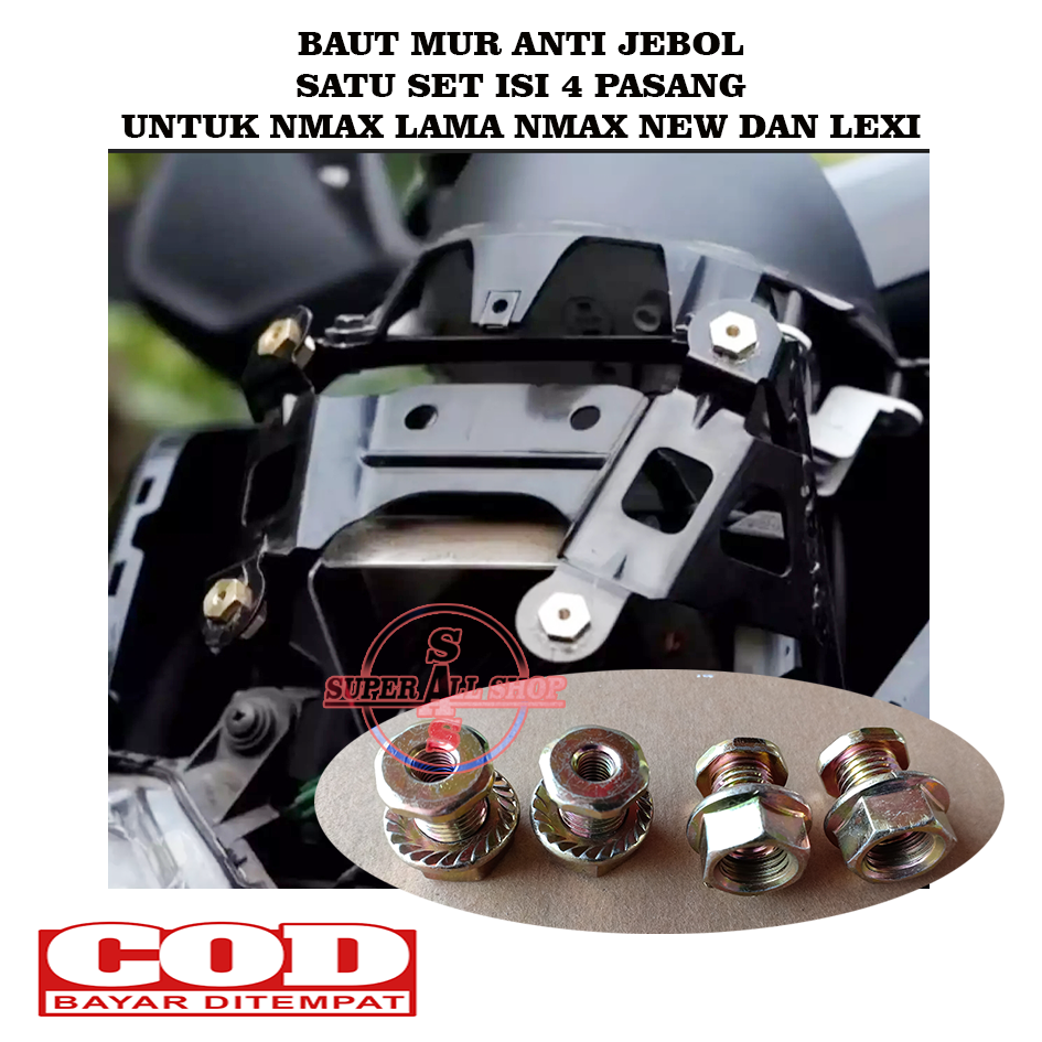 Baut Mur Anti Jebol Untuk Visor Windshield Motor Yamaha Nmax Old Lexi