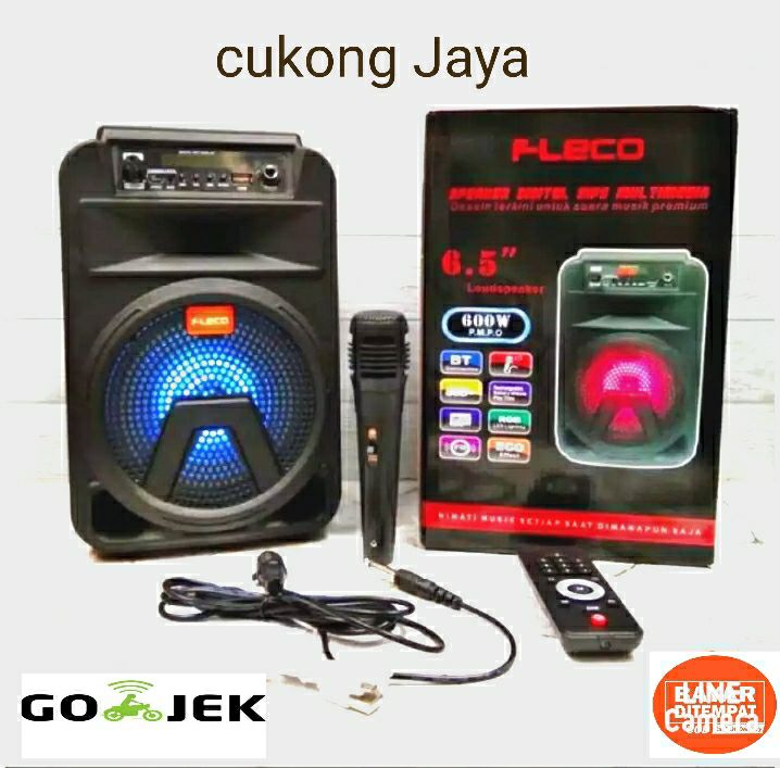 Speaker Bluetooth Fleco Gratis Mic Karaoke Mp3 Player FM Radio Digital