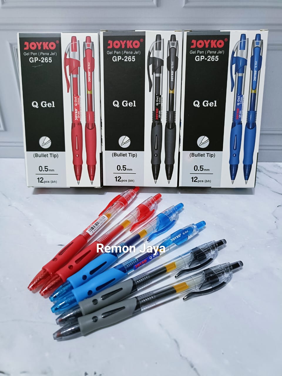 Pcs Gel Pen Pulpen Pena Joyko Gp Q Gel Mm Hitam Biru Dan