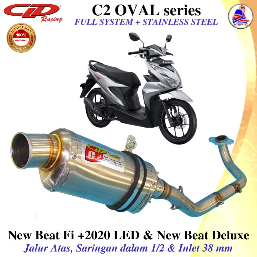 Knalpot CLD Racing Type C2 OVAL Atas NEW BEAT 2020 LED NEW BEAT