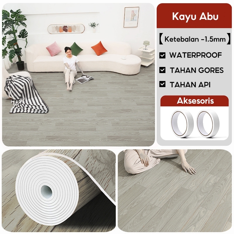 REAIM Karpet Lantai Vinyl GULUNGAN TEBAL 1 5mm PVC Stiker Lantai 2m X