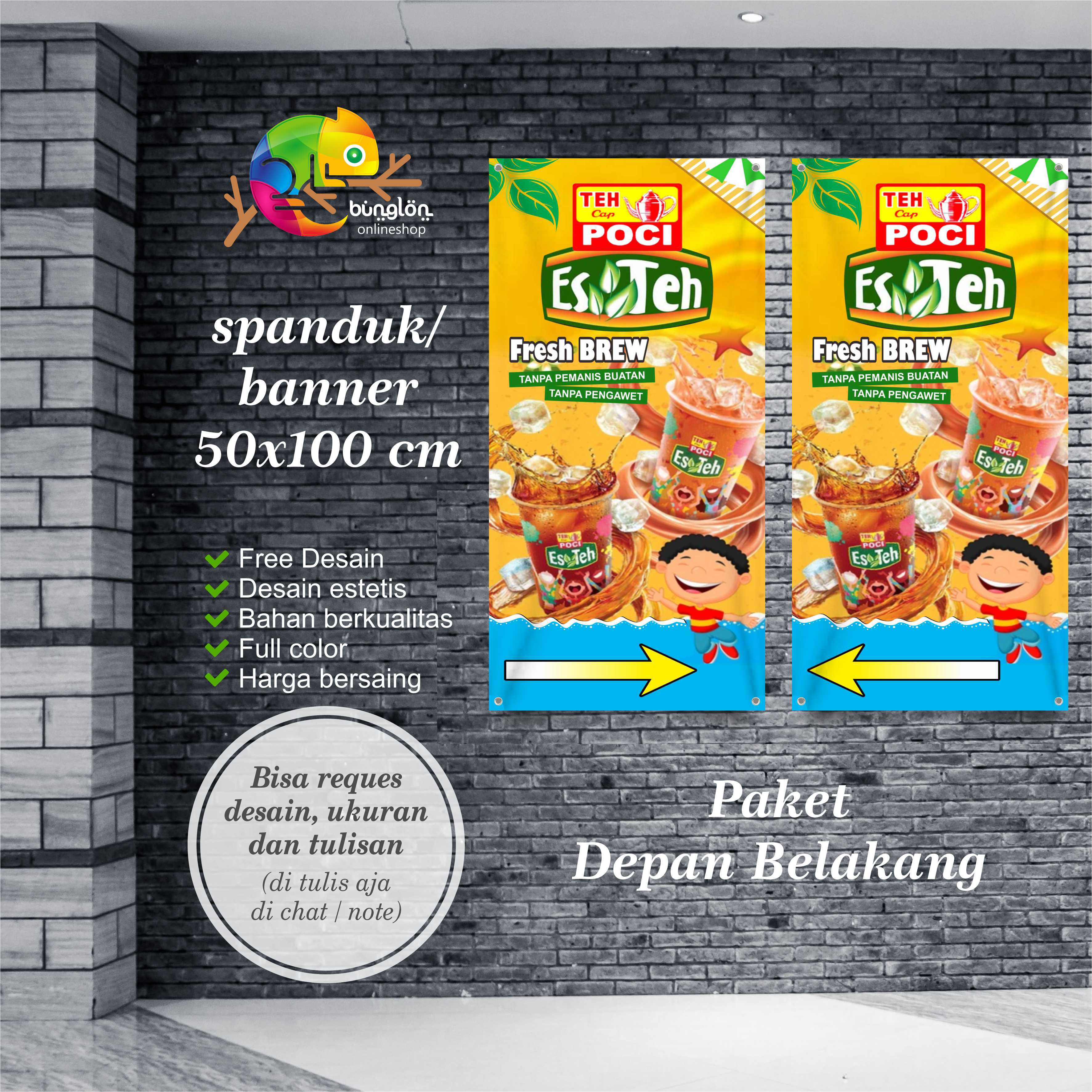 Size 50x100 Cm Spanduk Banner Plang Teh Poci Fresh Brew Lazada Indonesia