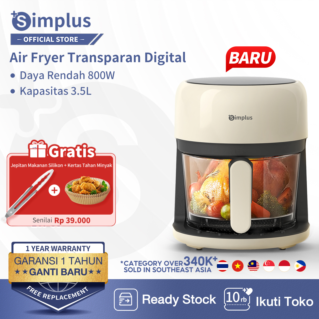 Simplus Air Fryer L Low Watt W Penggorengan Sehat Tanpa Minyak