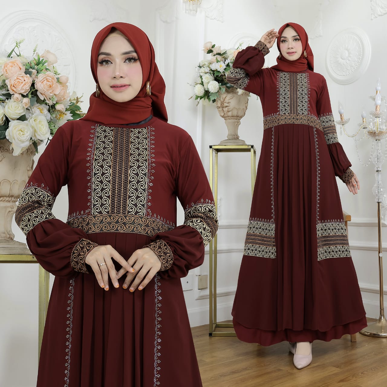 RINA BUSANA Baju Gamis Abaya Tangan Balon Abaya Remaja Tangan Balon