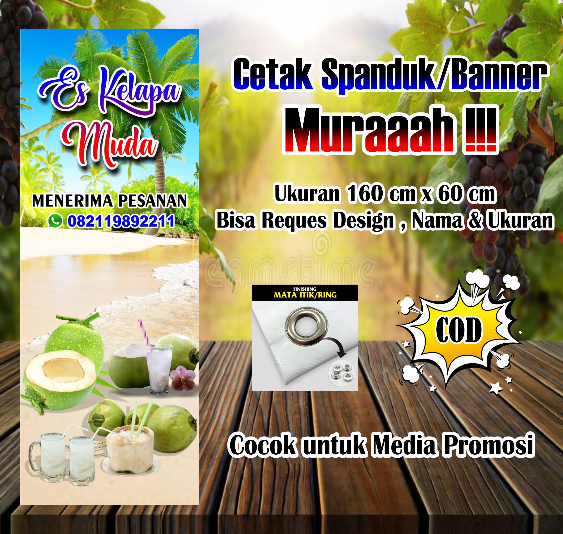 Spanduk Es Kelapa Muda I X Banner Ukuran Cm X Cm Lazada Indonesia