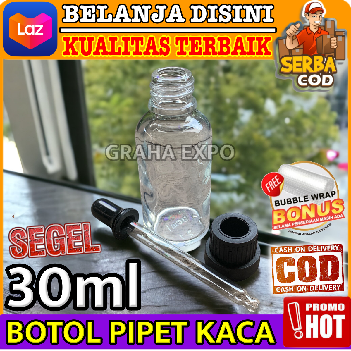 Botol Pipet Kaca Premium 30ml Glass Bottle Pipette Isi 30 Ml Dengan