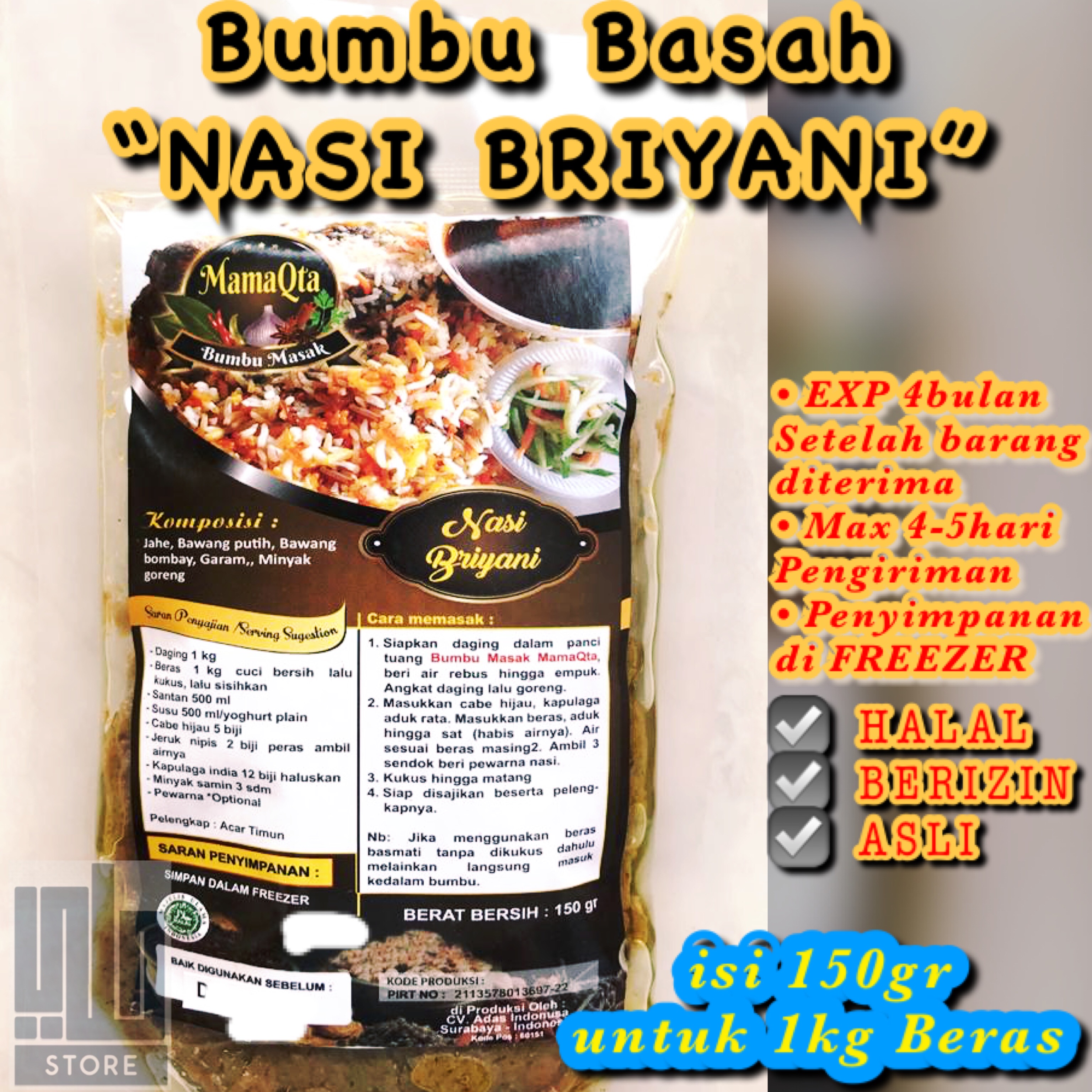 Bumbu Briyani Basah 150gr Bumbu Instant Nasi Biryani Bumbu Basah Nasi