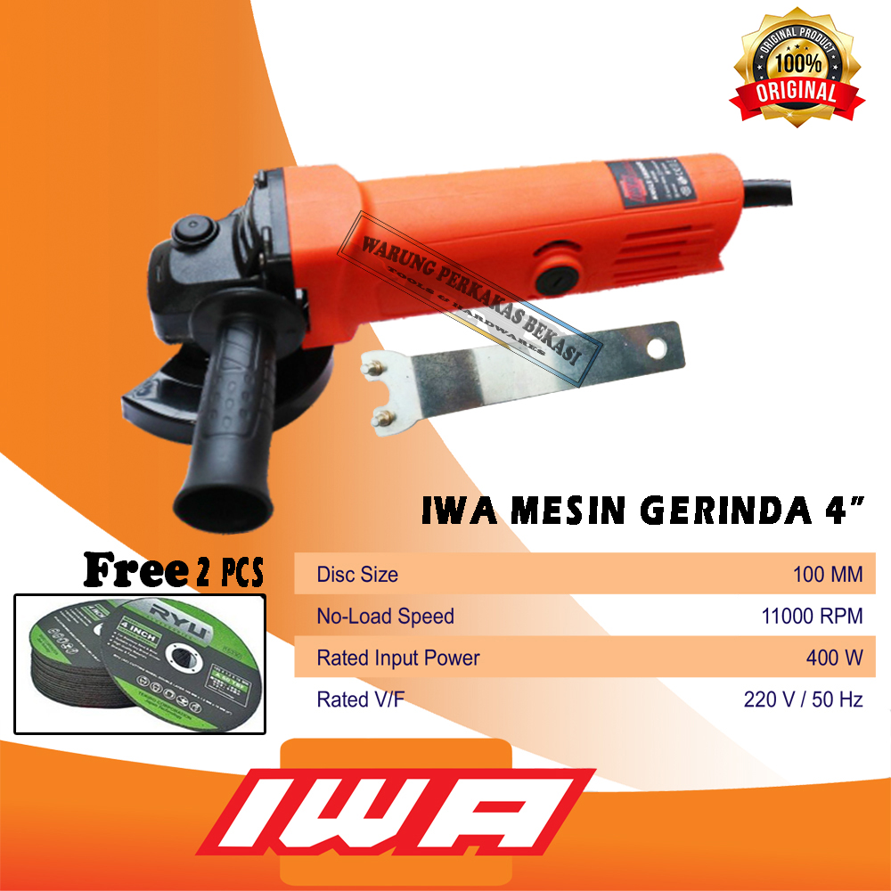 Iwa 4 Mesin Gurinda Listrik Angel Grinder 4 Inchi Gerinda Tangan 100mm