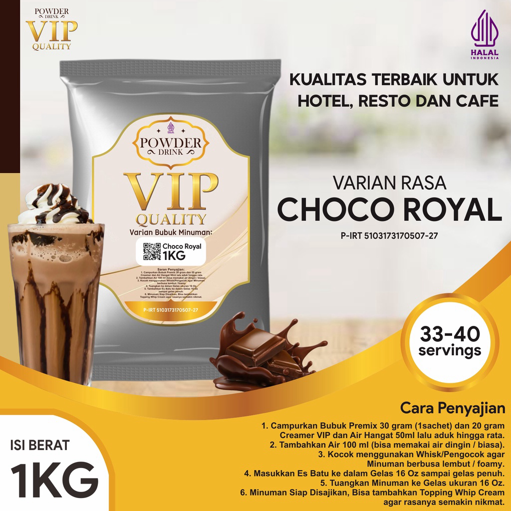 Bubuk Minuman Kualitas VIP Rasa Choco Royal 1 Kg Coklat Royal Bubuk