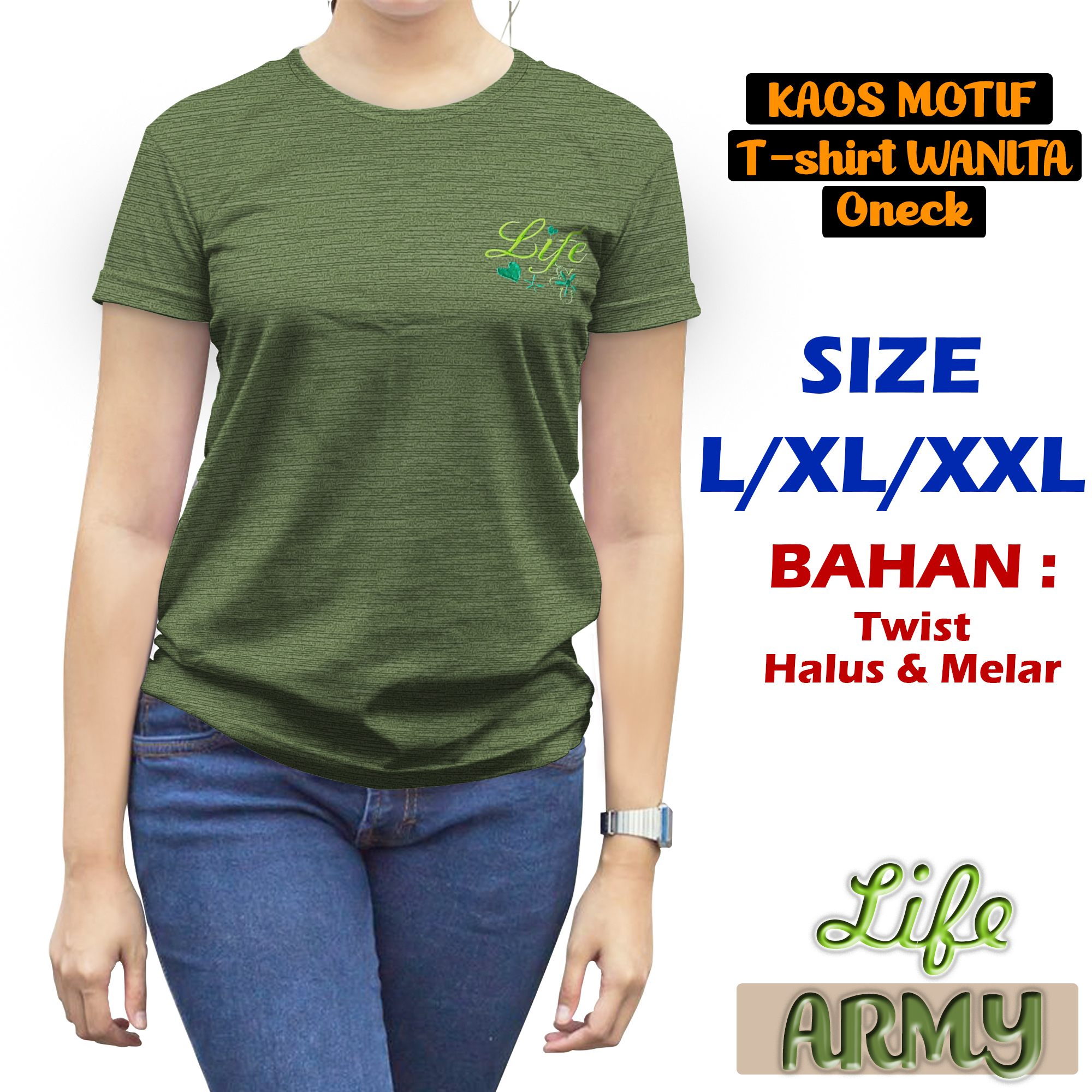 Kaos Polos Lengan Pendek Wanita Spandex Premium Tebal L XL XXL Jumbo