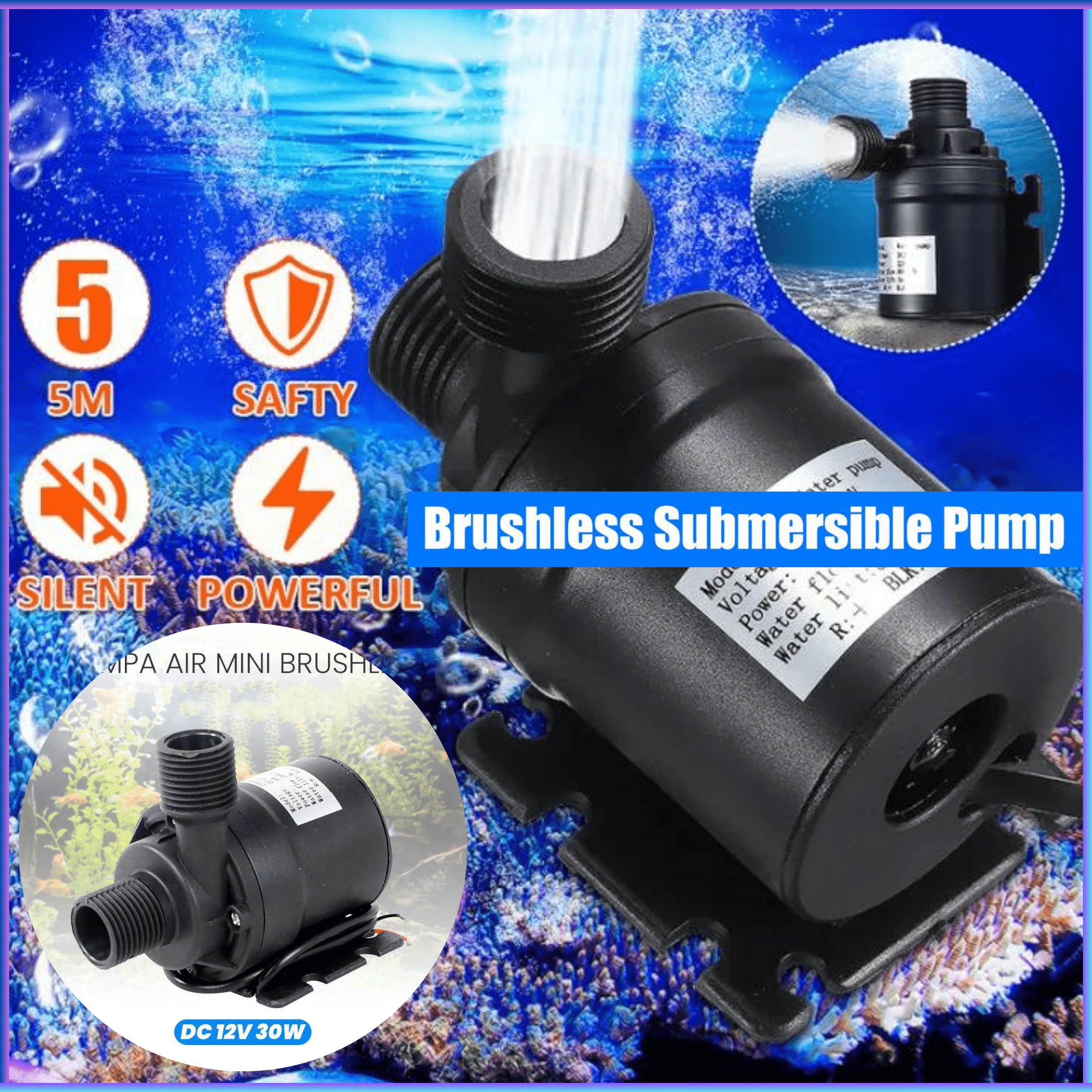 PENGIRIMAN CEPAT Taffware Pompa Air Mini Brushless Aquarium DC 12V 30W